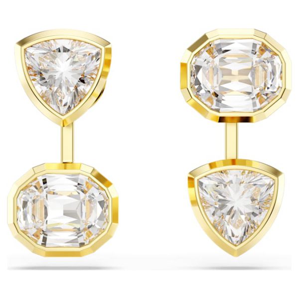 Imber earring jackets Asymmetrical design, Mixed cuts, White, Gold-tone plated - Image 2