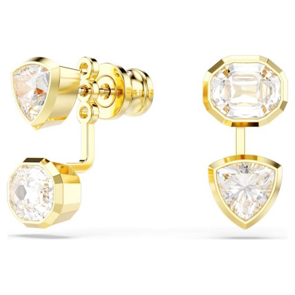 Imber earring jackets Asymmetrical design, Mixed cuts, White, Gold-tone plated - Image 3