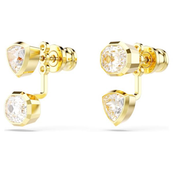 Imber earring jackets Asymmetrical design, Mixed cuts, White, Gold-tone plated - Image 4
