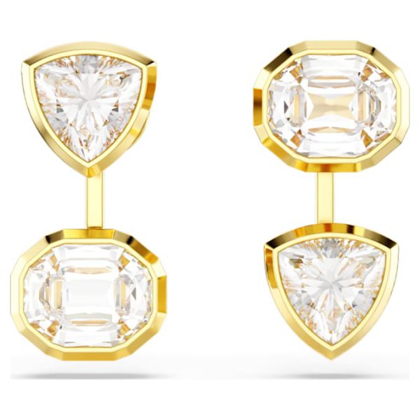 Imber earring jackets Asymmetrical design, Mixed cuts, White, Gold-tone plated - Image 8