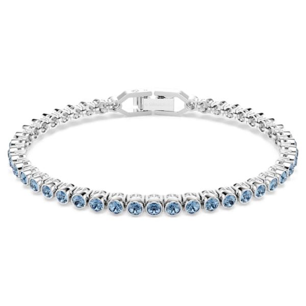 Imber Emily Tennis bracelet Round cut, Blue, Rhodium plated