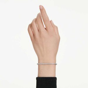 Imber Emily Tennis bracelet Round cut, Gray, Rhodium plated