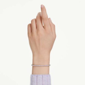 Imber Emily Tennis bracelet Round cut, Purple, Rhodium plated