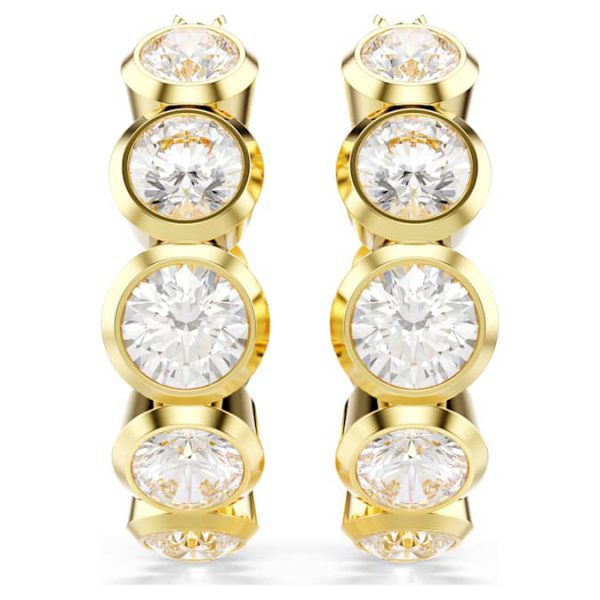 Imber hoop earrings Round cut, White, Gold-tone plated - Image 3