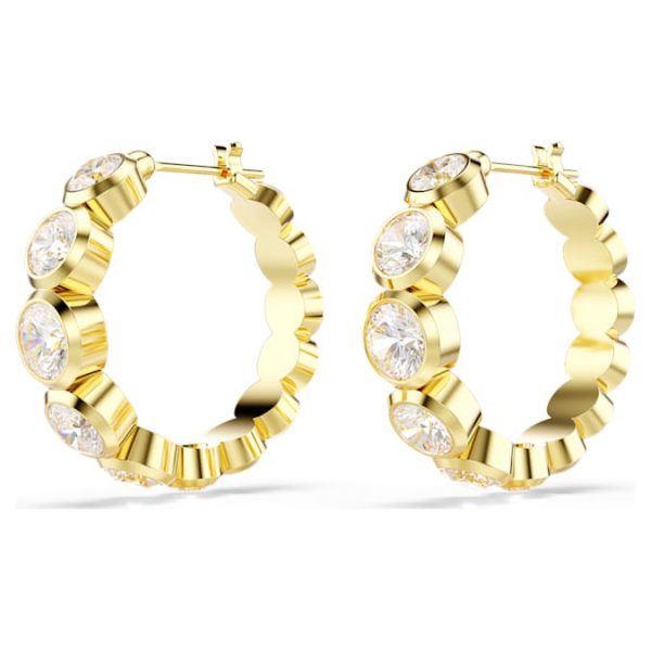 Imber hoop earrings Round cut, White, Gold-tone plated - Image 4