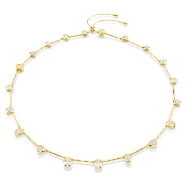 Imber necklace Magnetic closure, Mixed cuts, White, Gold-tone plated - Image 2