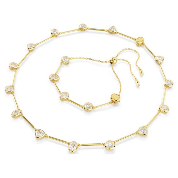 Imber necklace Magnetic closure, Mixed cuts, White, Gold-tone plated - Image 3