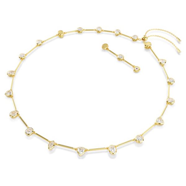 Imber necklace Magnetic closure, Mixed cuts, White, Gold-tone plated - Image 4