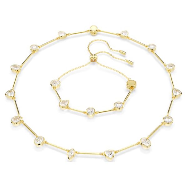 Imber necklace Magnetic closure, Mixed cuts, White, Gold-tone plated - Image 10