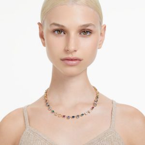 Imber necklace Mixed cuts, Multicolored, Gold-tone plated