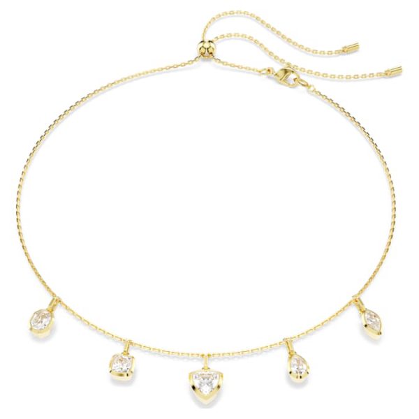Imber necklace Mixed cuts, White, Gold-tone plated - Image 2