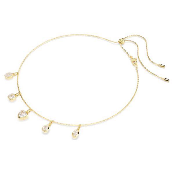 Imber necklace Mixed cuts, White, Gold-tone plated - Image 3