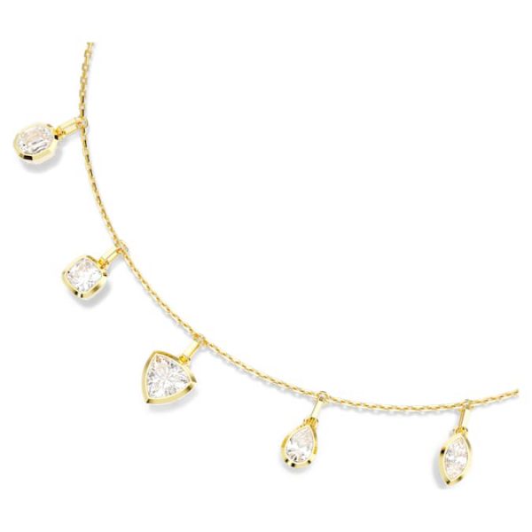 Imber necklace Mixed cuts, White, Gold-tone plated - Image 5