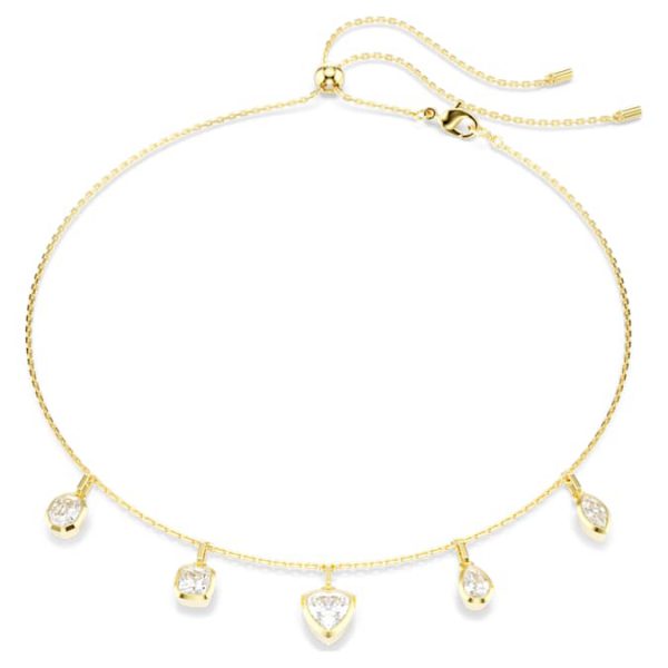 Imber necklace Mixed cuts, White, Gold-tone plated - Image 8