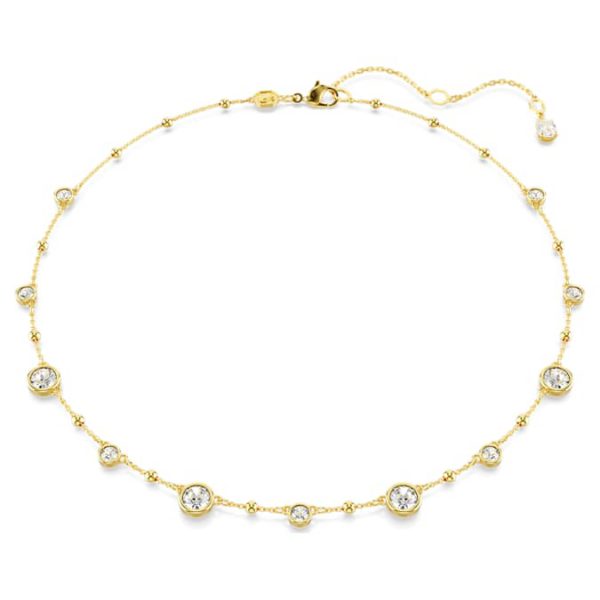 Imber necklace Round cut, Scattered design, White, Gold-tone plated - Image 2