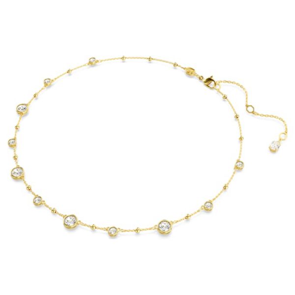Imber necklace Round cut, Scattered design, White, Gold-tone plated - Image 3