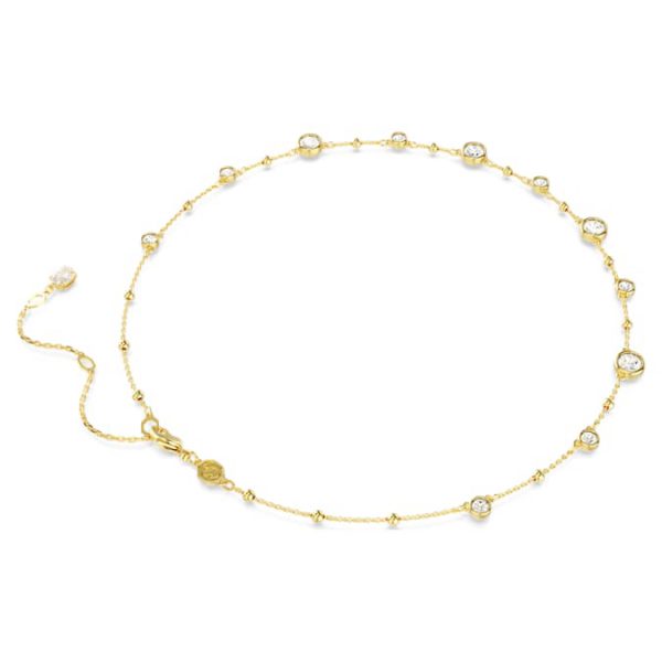 Imber necklace Round cut, Scattered design, White, Gold-tone plated - Image 5