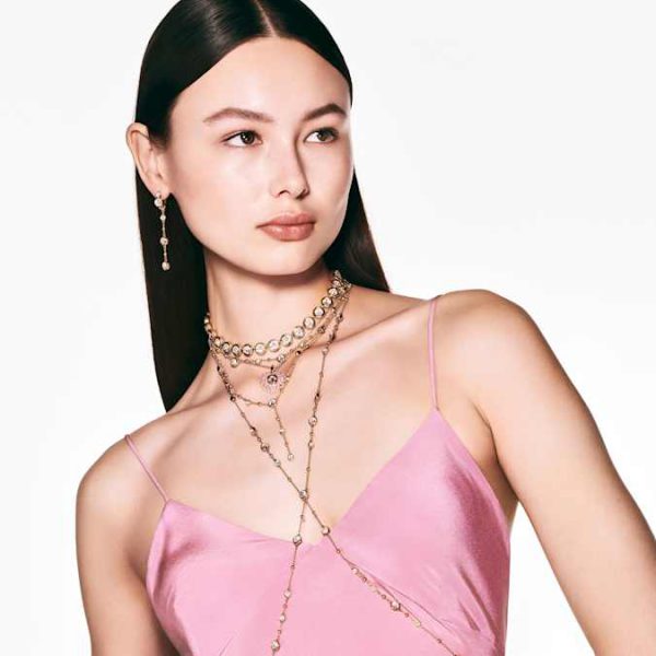 Imber necklace Round cut, Scattered design, White, Gold-tone plated - Image 6