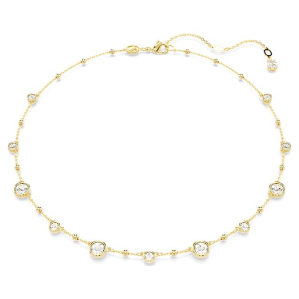 Imber necklace Round cut, Scattered design, White, Gold-tone plated - Image 7