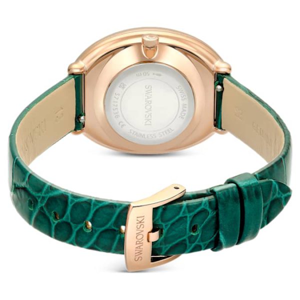Imber oval watch Swiss Made, Leather strap, Green, Rose gold-tone finish - Image 4