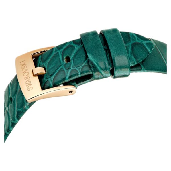 Imber oval watch Swiss Made, Leather strap, Green, Rose gold-tone finish - Image 8