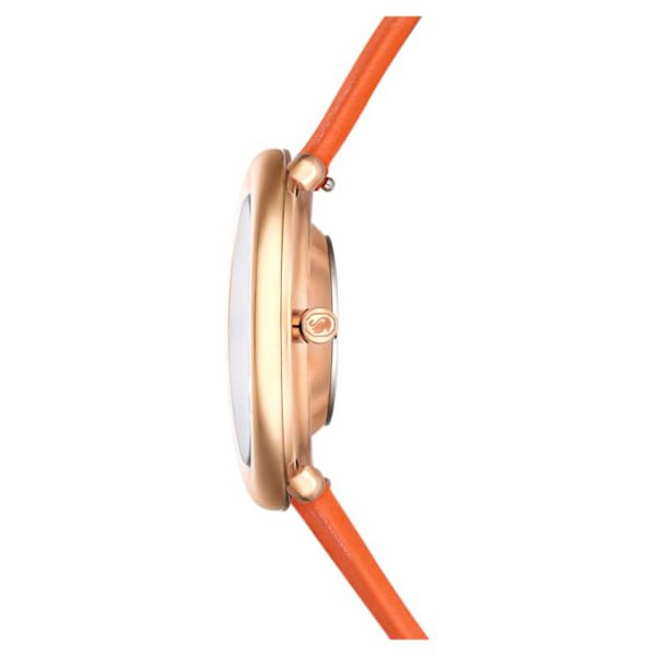 Imber oval watch Swiss Made, Leather strap, Orange, Rose gold-tone finish - Image 7