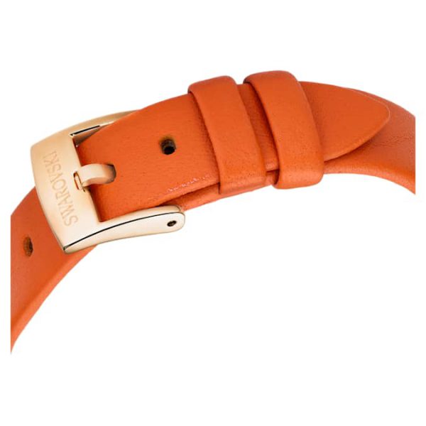 Imber oval watch Swiss Made, Leather strap, Orange, Rose gold-tone finish - Image 8
