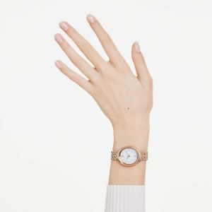 Imber oval watch Swiss Made, Metal bracelet, Gold tone, Rose gold-tone finish