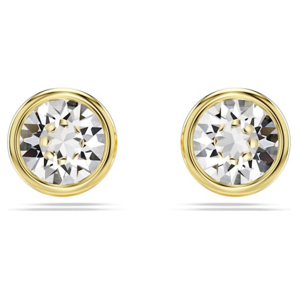 Imber stud earrings Round cut, White, Gold-tone plated - Image 2