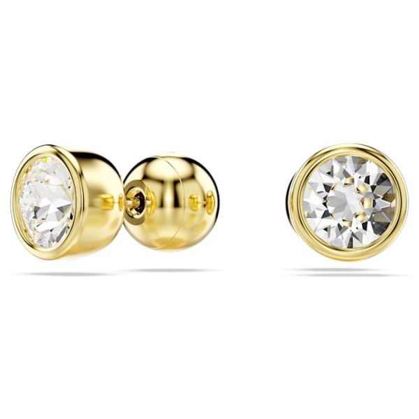 Imber stud earrings Round cut, White, Gold-tone plated - Image 3