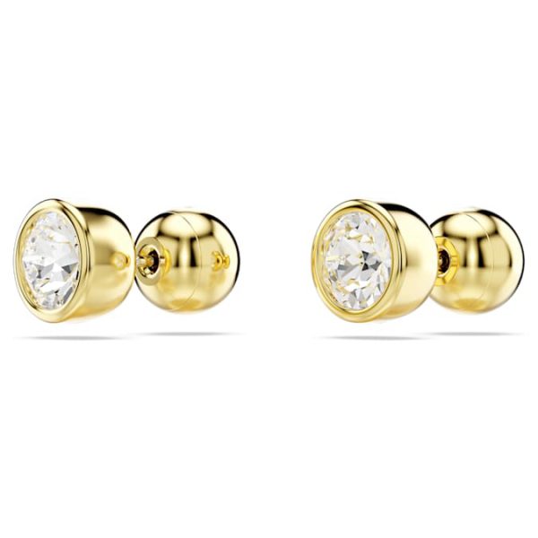 Imber stud earrings Round cut, White, Gold-tone plated - Image 4
