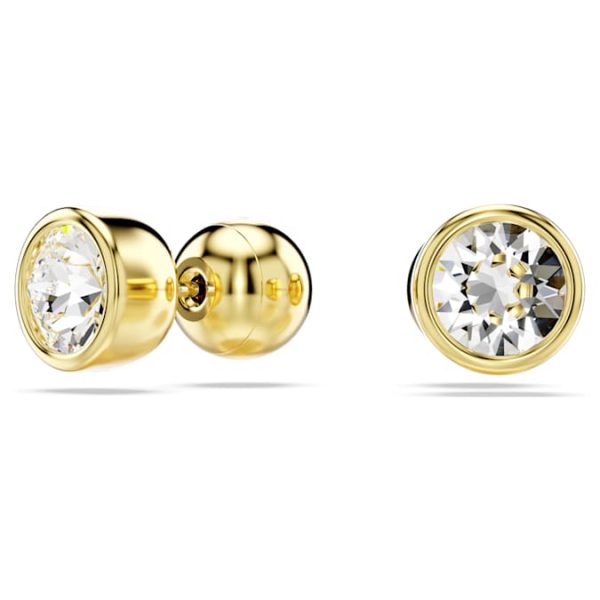 Imber stud earrings Round cut, White, Gold-tone plated - Image 6