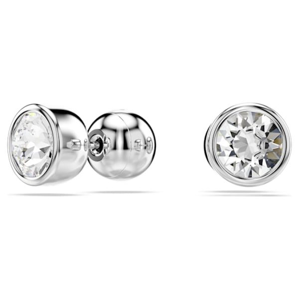 Imber stud earrings Round cut, White, Rhodium plated - Image 3