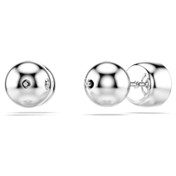 Imber stud earrings Round cut, White, Rhodium plated - Image 5