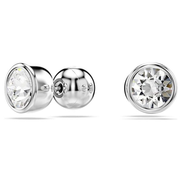 Imber stud earrings Round cut, White, Rhodium plated - Image 6
