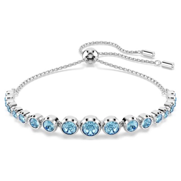 Imber Tennis bracelet Mixed round cuts, Blue, Rhodium plated - Image 2
