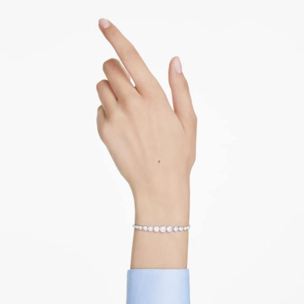 Imber Tennis bracelet Mixed round cuts, White, Rhodium plated