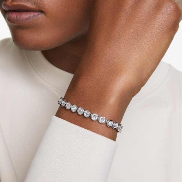 Imber Tennis bracelet Round cut, White, Rhodium plated - Image 6