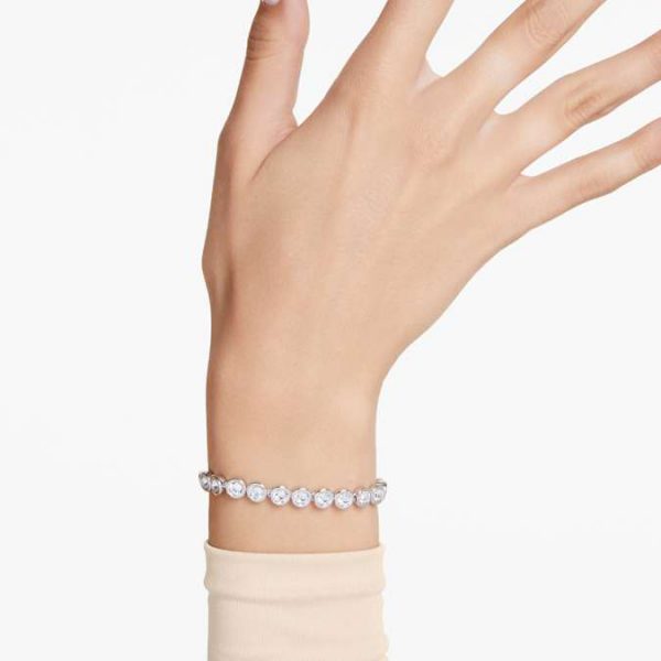 Imber Tennis bracelet Round cut, White, Rhodium plated