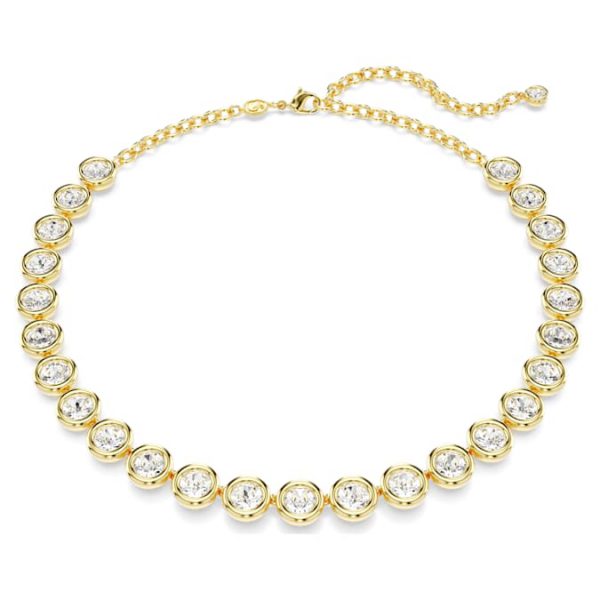 Imber Tennis necklace Round cut, White, Gold-tone plated - Image 2