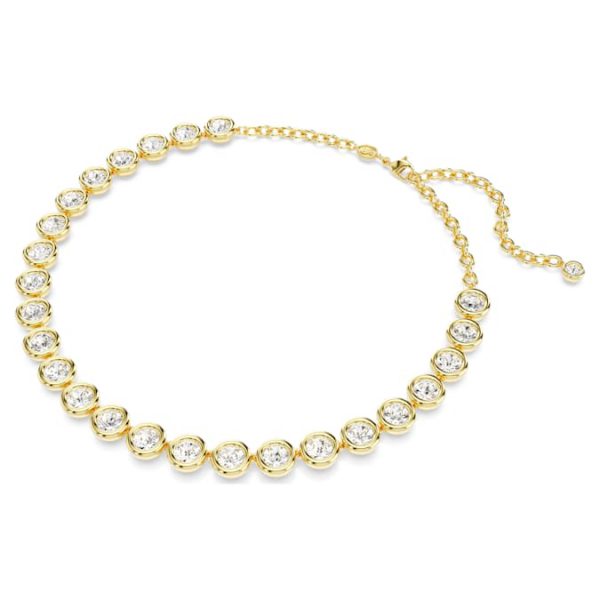 Imber Tennis necklace Round cut, White, Gold-tone plated - Image 3