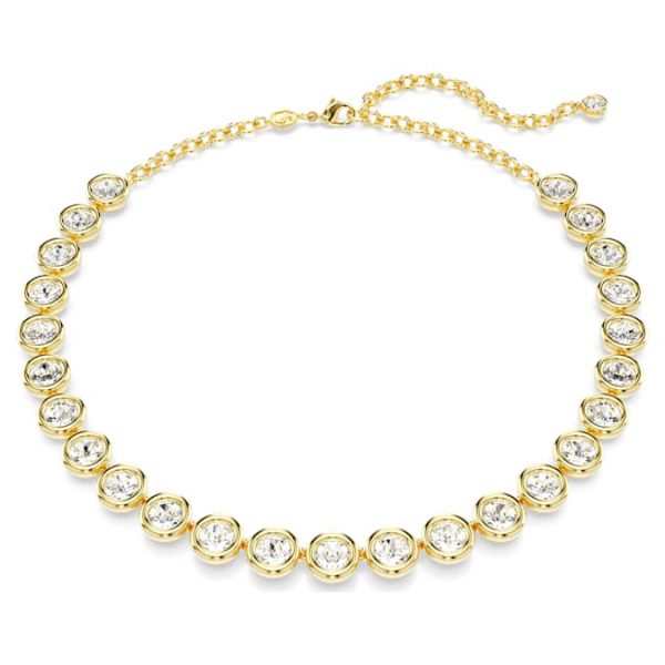 Imber Tennis necklace Round cut, White, Gold-tone plated - Image 9