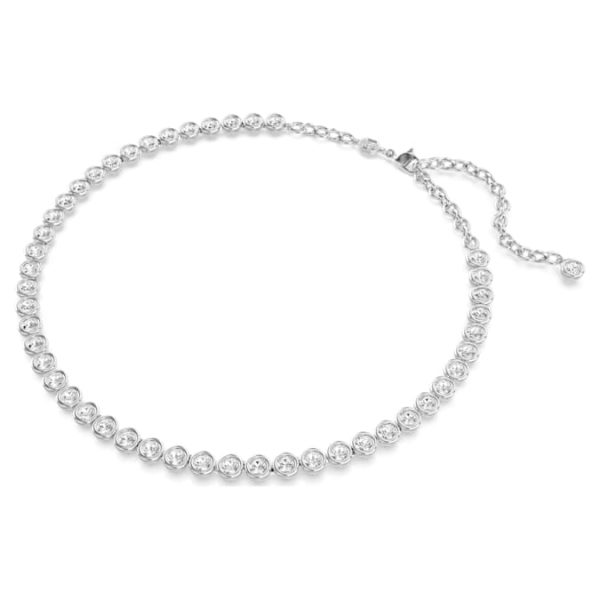Imber Tennis necklace Round cut, White, Rhodium plated - Image 3