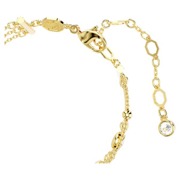 Imber wide bracelet Round cut, White, Gold-tone plated - Image 4