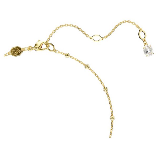 Imber Y necklace Round cut, White, Gold-tone plated - Image 4