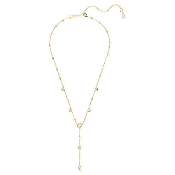 Imber Y necklace Round cut, White, Gold-tone plated - Image 3