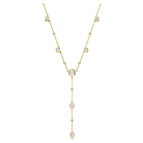 Imber Y necklace Round cut, White, Gold-tone plated - Image 5