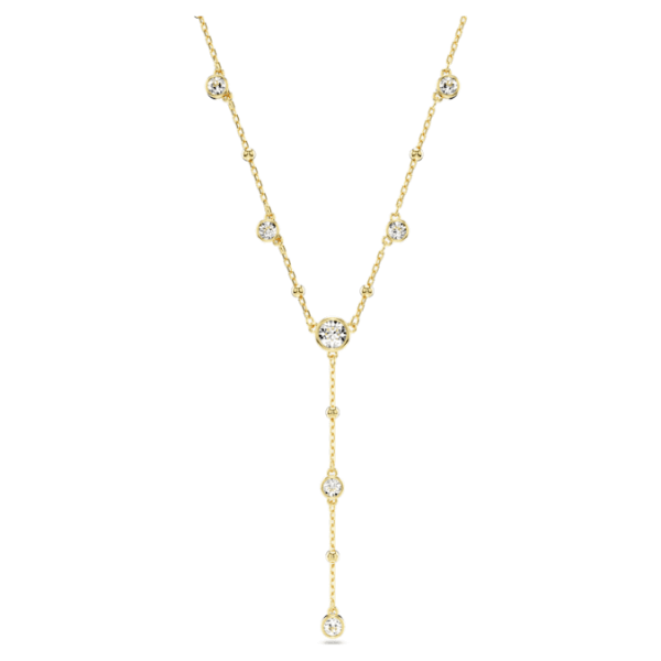 Imber Y necklace Round cut, White, Gold-tone plated - Image 8
