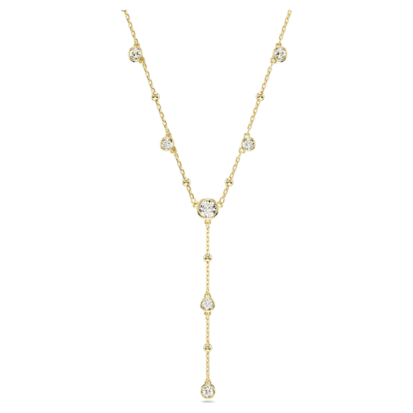 Imber Y necklace Round cut, White, Gold-tone plated - Image 2