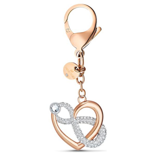 Infinite bag charm Infinity and heart, White, Mixed metal finish - Image 2